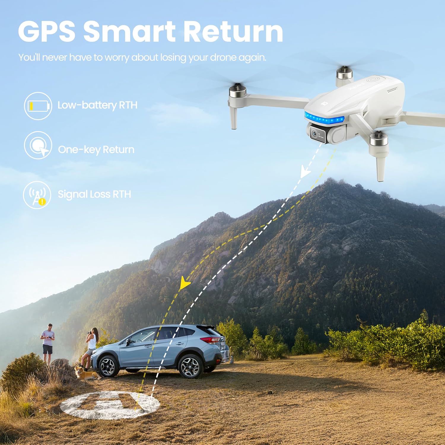 PL-715 GPS Drones with Camera for Adults 4K, Brushless Motor FPV Drone with Auto Return