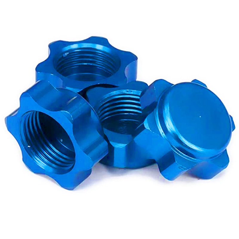 4Pcs Aluminum Wheel Hub Cover Anti-Dust Cover 17mm Hex Nut for 1/8 RC Car,Blue