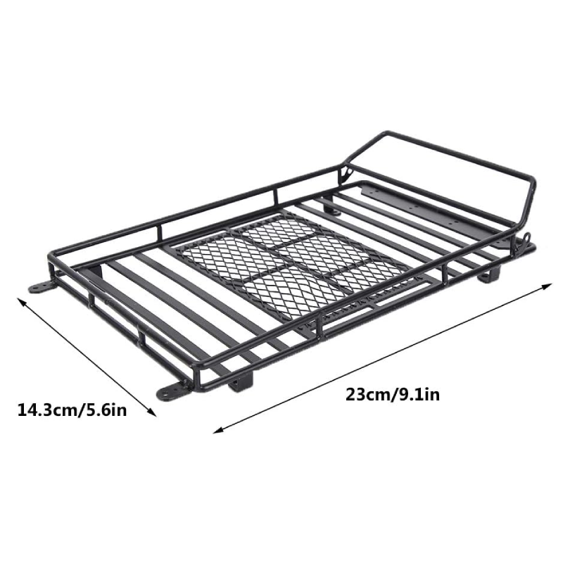 RC Car Roof Luggage Carrier, RC Car Roof Rack Metal Luggage Bracket with LED Light Accessory