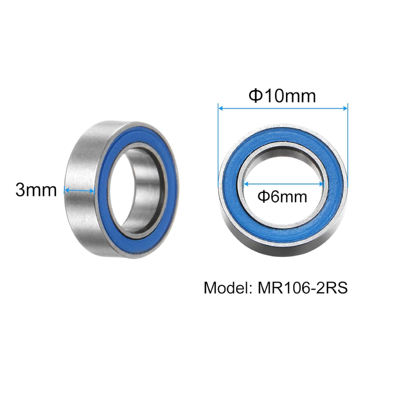 MR106-2RS 6x10x3mm Rubber Sealed Bearings for TRX4 1/10 RC Cars Trucks 10pcs