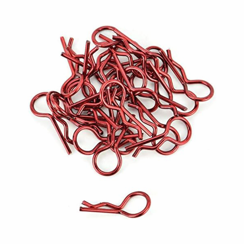 iFlyRCHOBBY 1/10 Large Bent RC Anodized Body Clips Red  - 25pcs