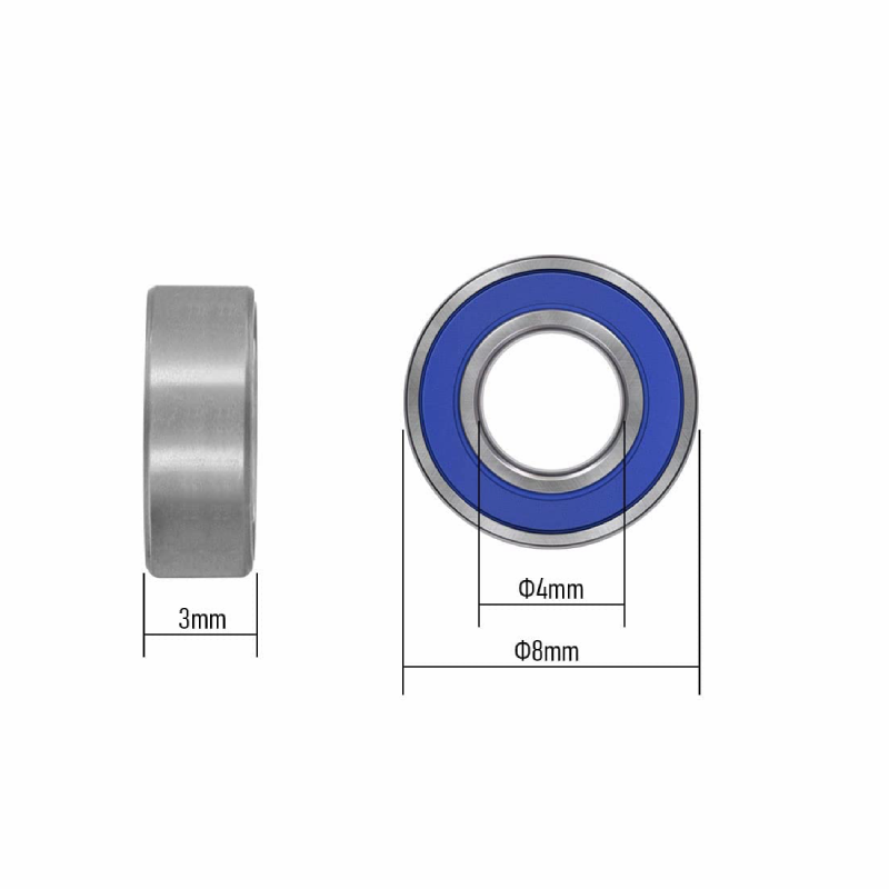 MR84-2RS 10 PCS Miniature Deep Groove Ball Bearing 4×8×3mm Double Blue Rubber Sealed Ball Bearing Chrome Steel Bearing