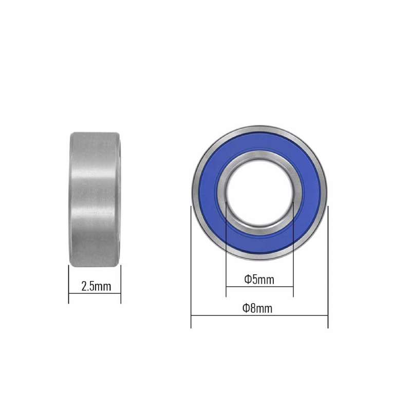 MR85-2RS 10 PCS Miniature Deep Groove Ball Bearing 5×8×2.5mm Double Blue Rubber Sealed Ball Bearing Chrome Steel Bearing