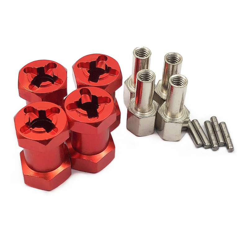 iFlyRC 4-Pack 12mm Wheel Hex Hub 15mm Extension Adaptor Red