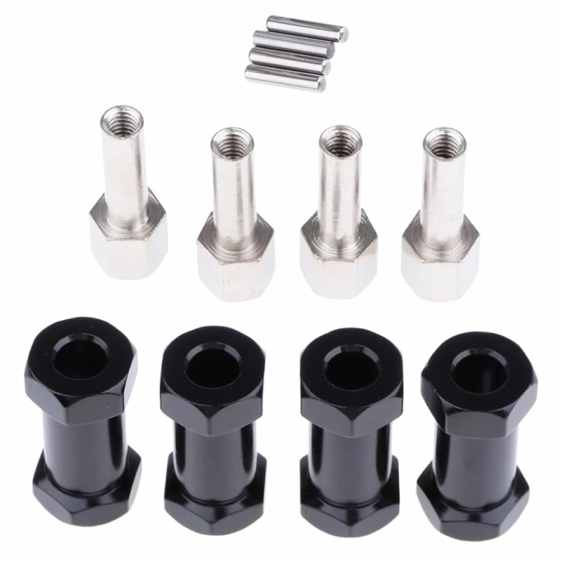 iFlyRC 4-Pack 12mm Wheel Hex Hub 25mm Extension Adaptor Black