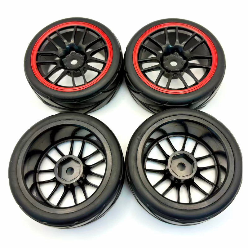 IFLYRCHOBBY 12mm Hex Wheel Rims & OD 2.59" Rubber Tires for RC 1/10 On-Road Touring Ca