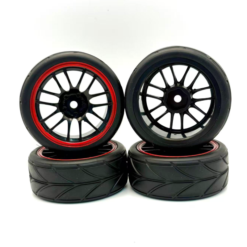 IFLYRCHOBBY 12mm Hex Wheel Rims & OD 2.59" Rubber Tires for RC 1/10 On-Road Touring Ca