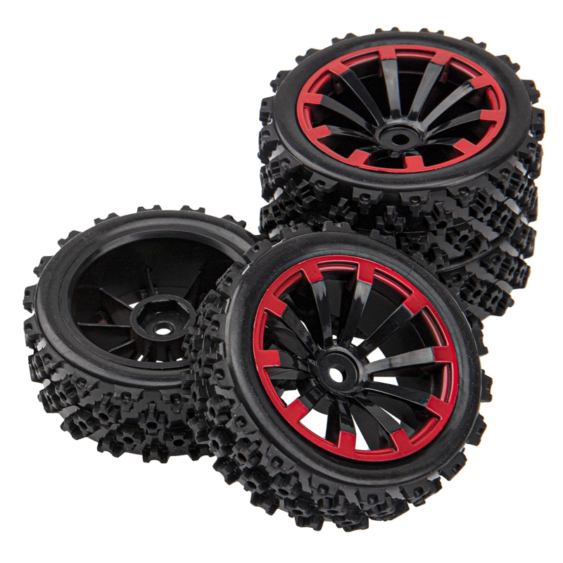 RC Cars 10-Spoke 12mm Hex Hub Wheel Rims & Rubber Tires