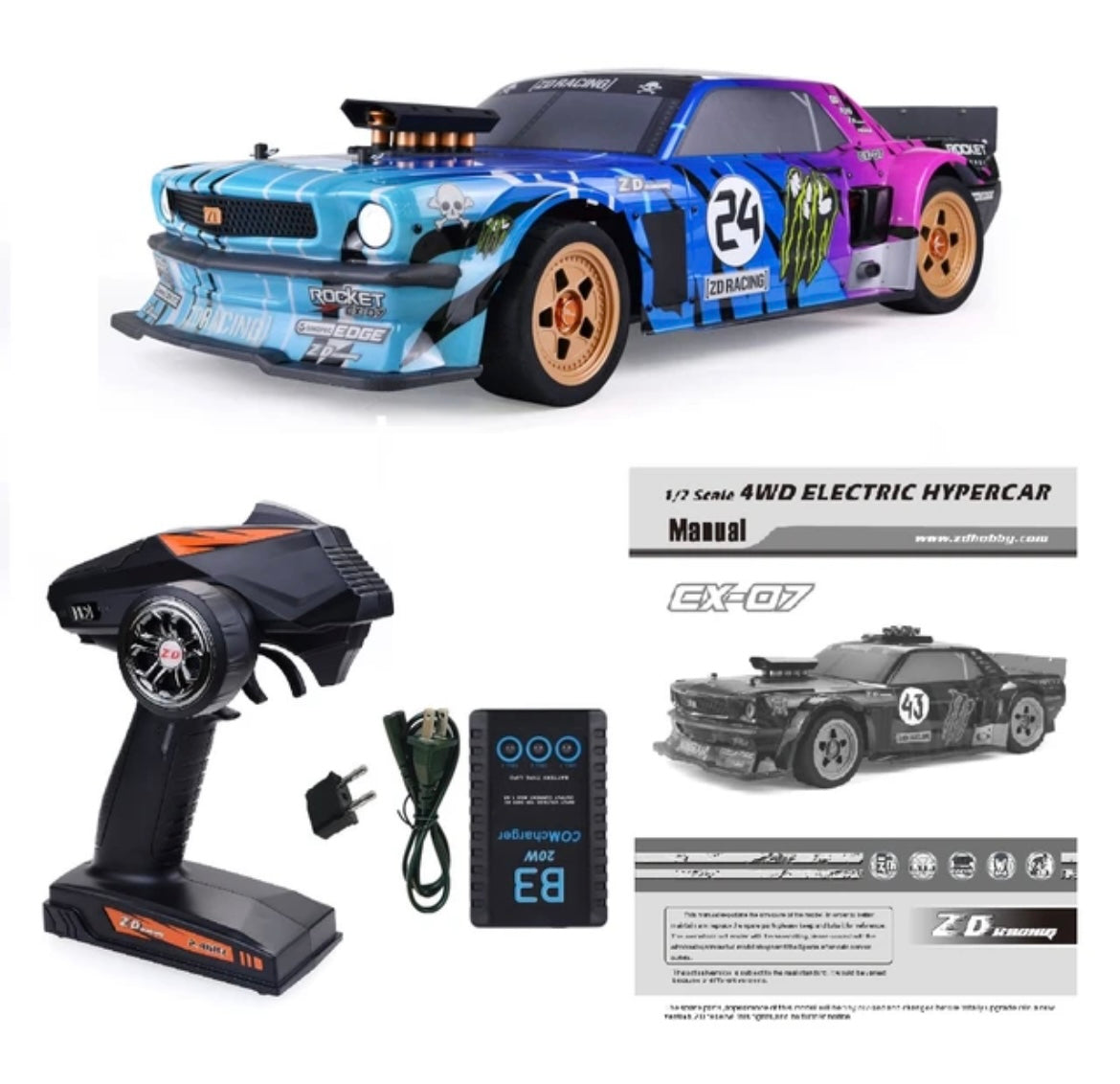EX07 1/7 4WD ELECTRIC Brushless RC Car Drift Super High Speed 130km/H